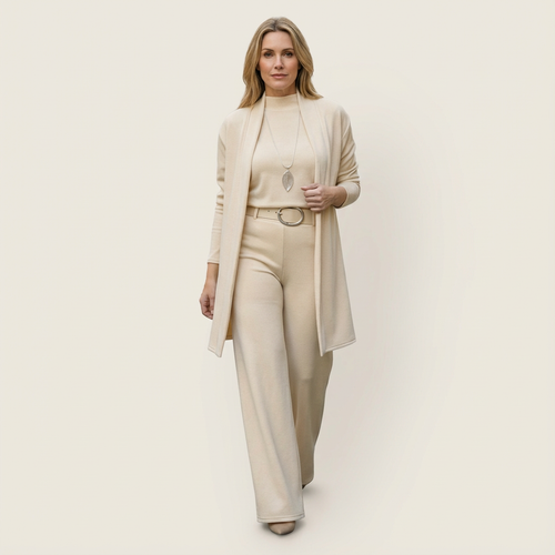 Maria | Elegant 3-Piece Set with Long Cardigan, Top & Pants