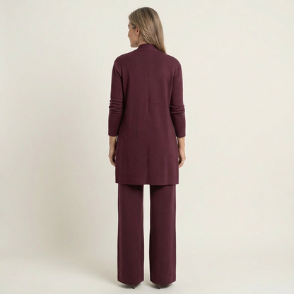 Maria | Elegant 3-Piece Set with Long Cardigan, Top & Pants