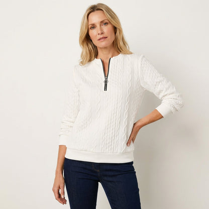 Elisa | Zip-Up Cable Knit Sweater