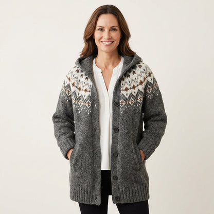 Lauren | Modern Retro Knitted Cardigan with Hood