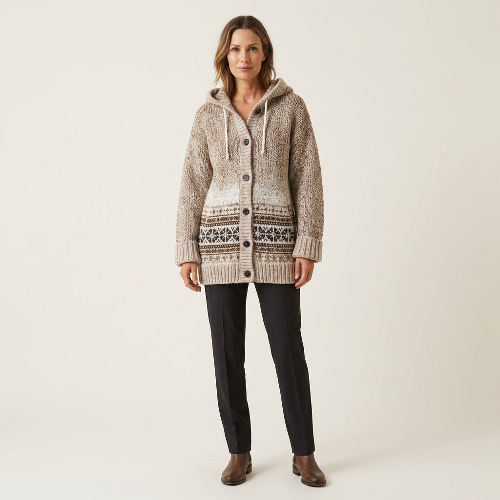 Lauren | Modern Retro Knitted Cardigan with Hood