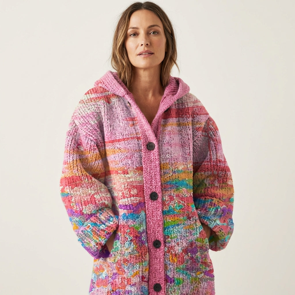 Lauren | Modern Retro Knitted Cardigan with Hood