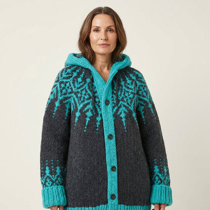 Lauren | Modern Retro Knitted Cardigan with Hood