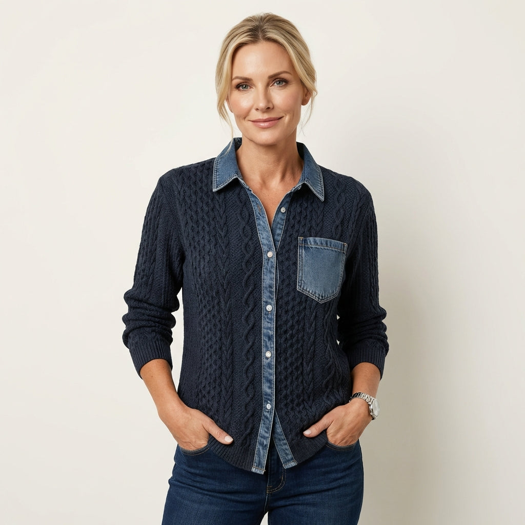 Juliane | Knitted Denim Blouse