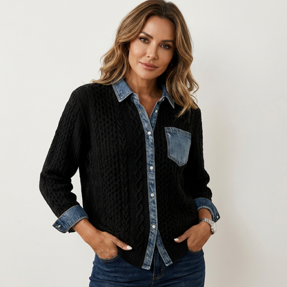 Juliane | Knitted Denim Blouse
