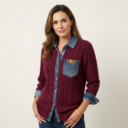 Juliane | Knitted Denim Blouse