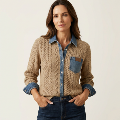 Juliane | Knitted Denim Blouse
