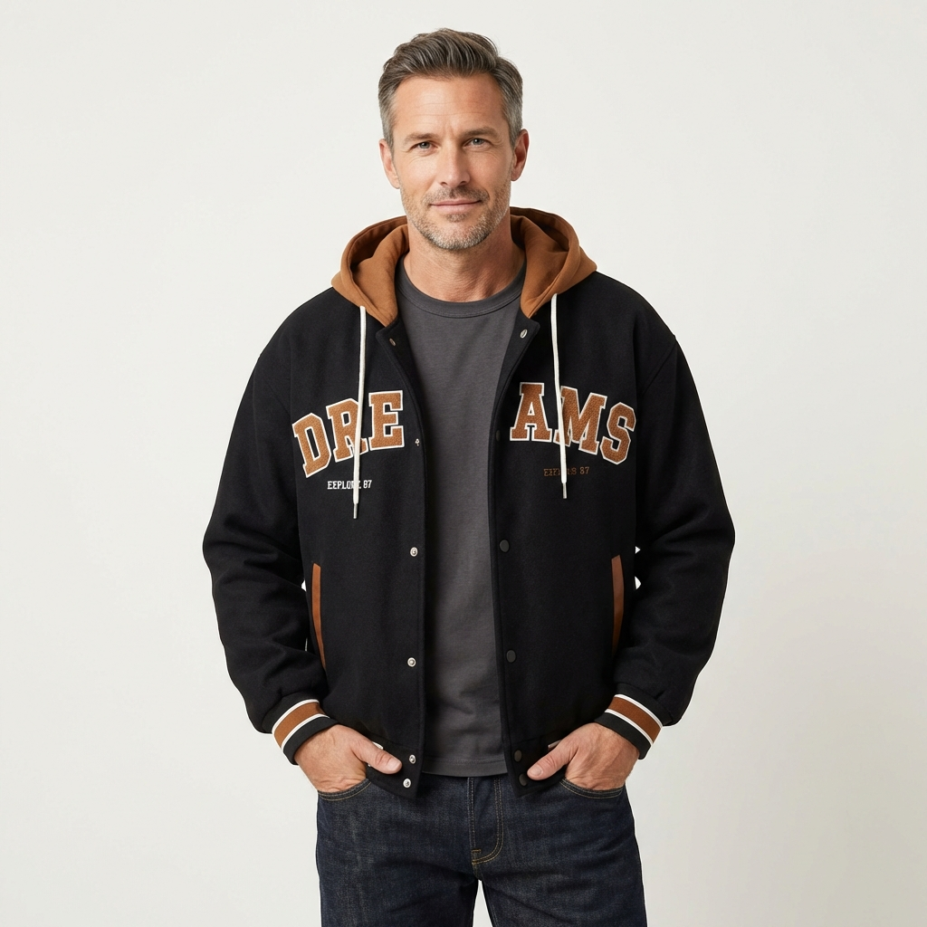 Zack | Hooded Varsity Jacket