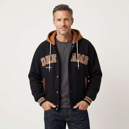 Zack | Hooded Varsity Jacket