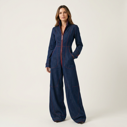 Tracy | Denim Zip Jumpsuit