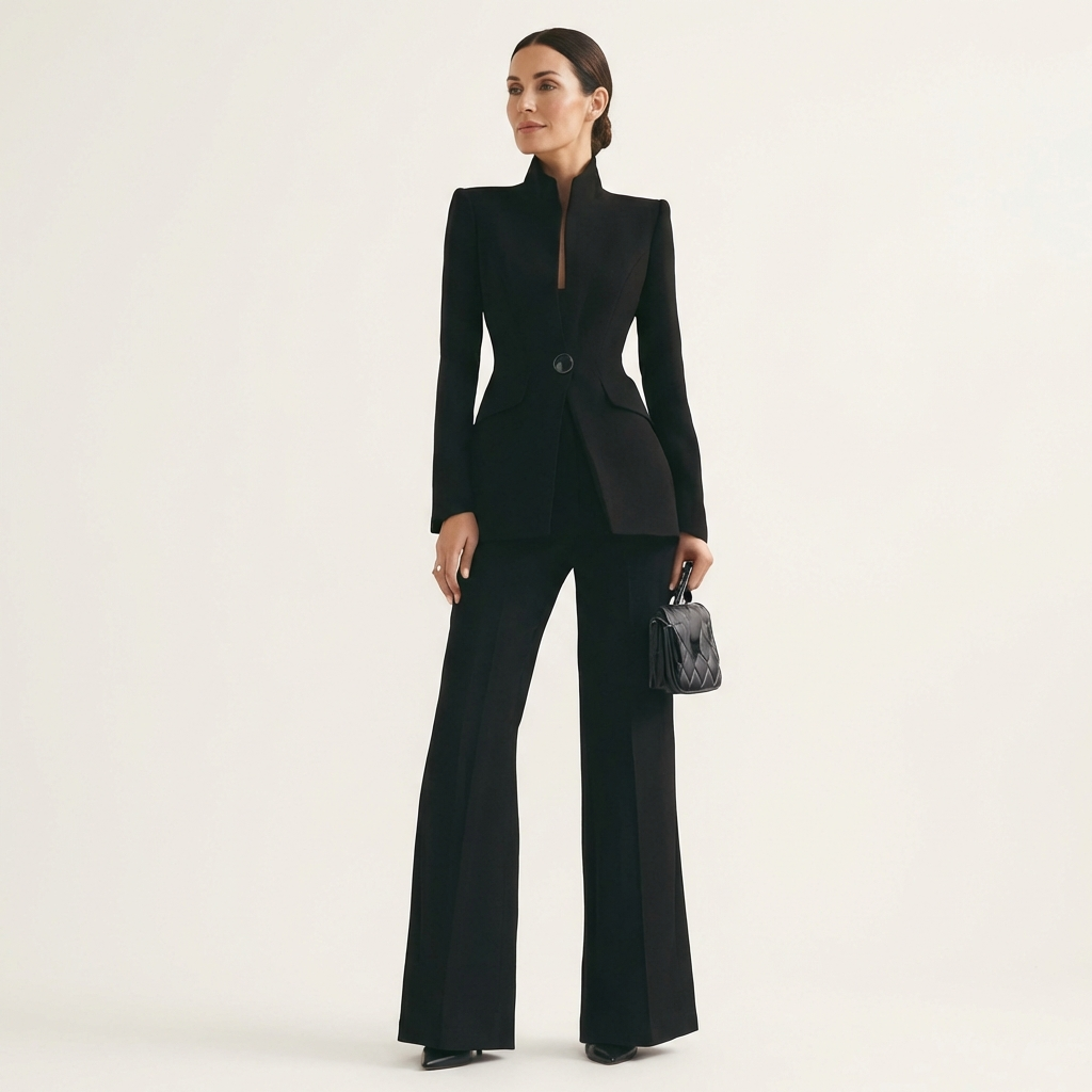 Kelly | High-Collar Blazer & Wide-Leg Trousers Set