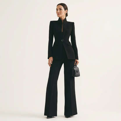 Kelly | High-Collar Blazer & Wide-Leg Trousers Set