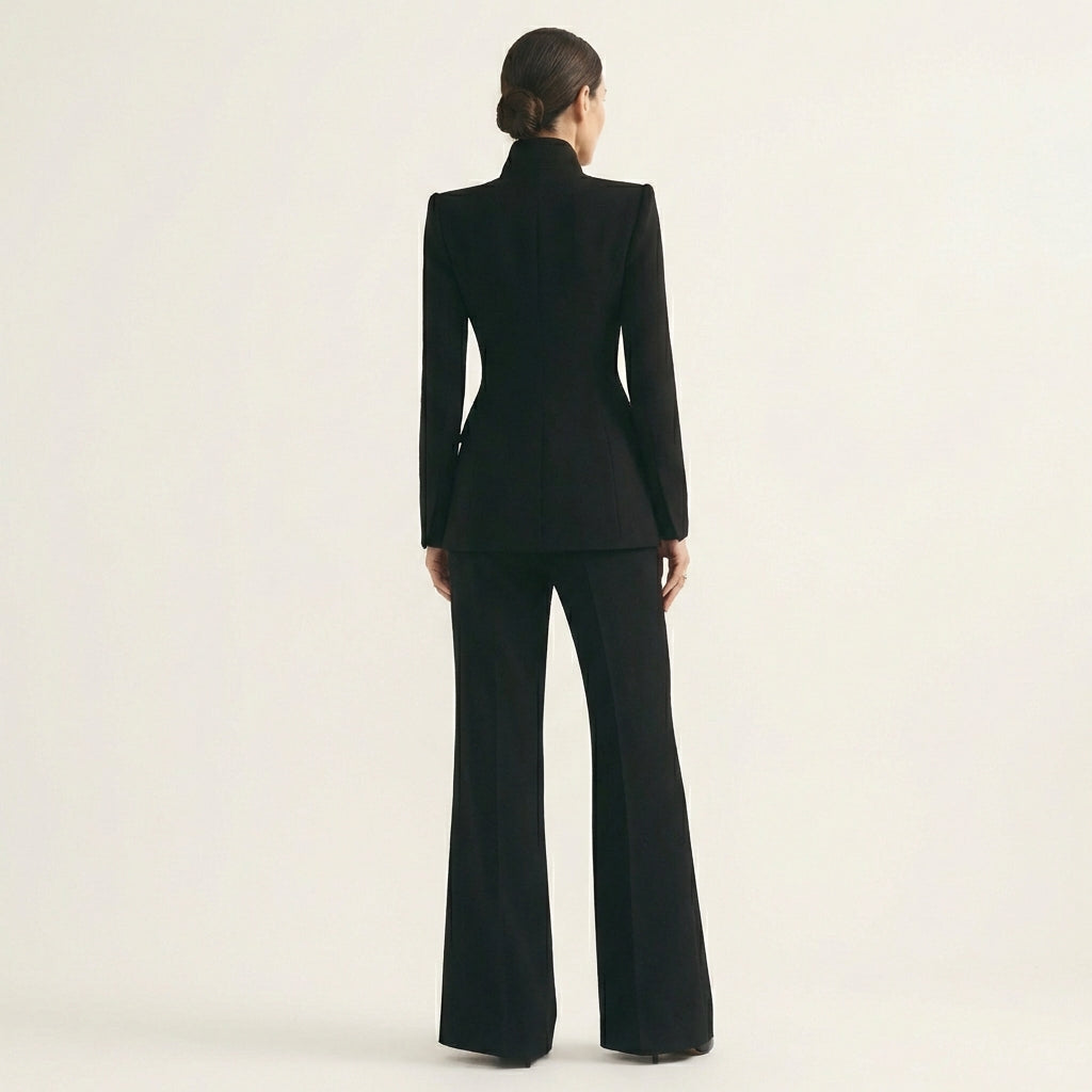 Kelly | High-Collar Blazer & Wide-Leg Trousers Set
