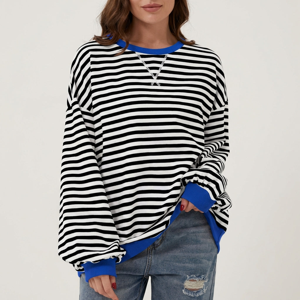 Lurana | Casual Long Sleeve Striped Sweatshirt