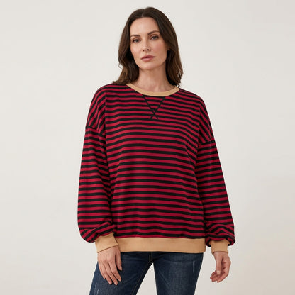 Lurana | Casual Long Sleeve Striped Sweatshirt
