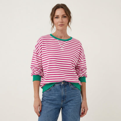 Lurana | Casual Long Sleeve Striped Sweatshirt