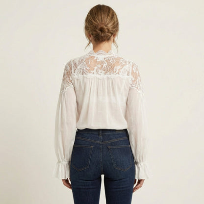 Giana | Lace Patchwork V-Neck Blouse