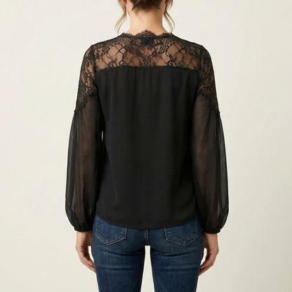 Giana | Lace Patchwork V-Neck Blouse