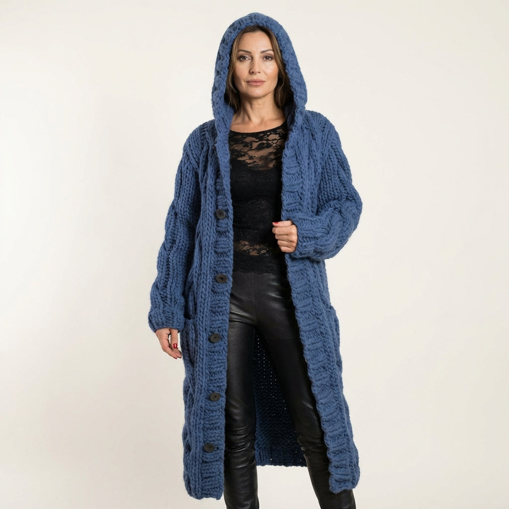 Christie | Oversized Cable Knit Button Cardigan