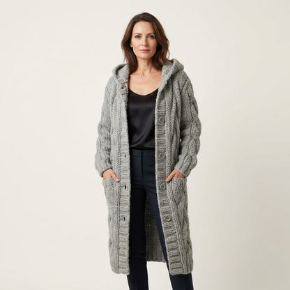 Christie | Oversized Cable Knit Button Cardigan