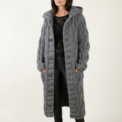 Christie | Oversized Cable Knit Button Cardigan