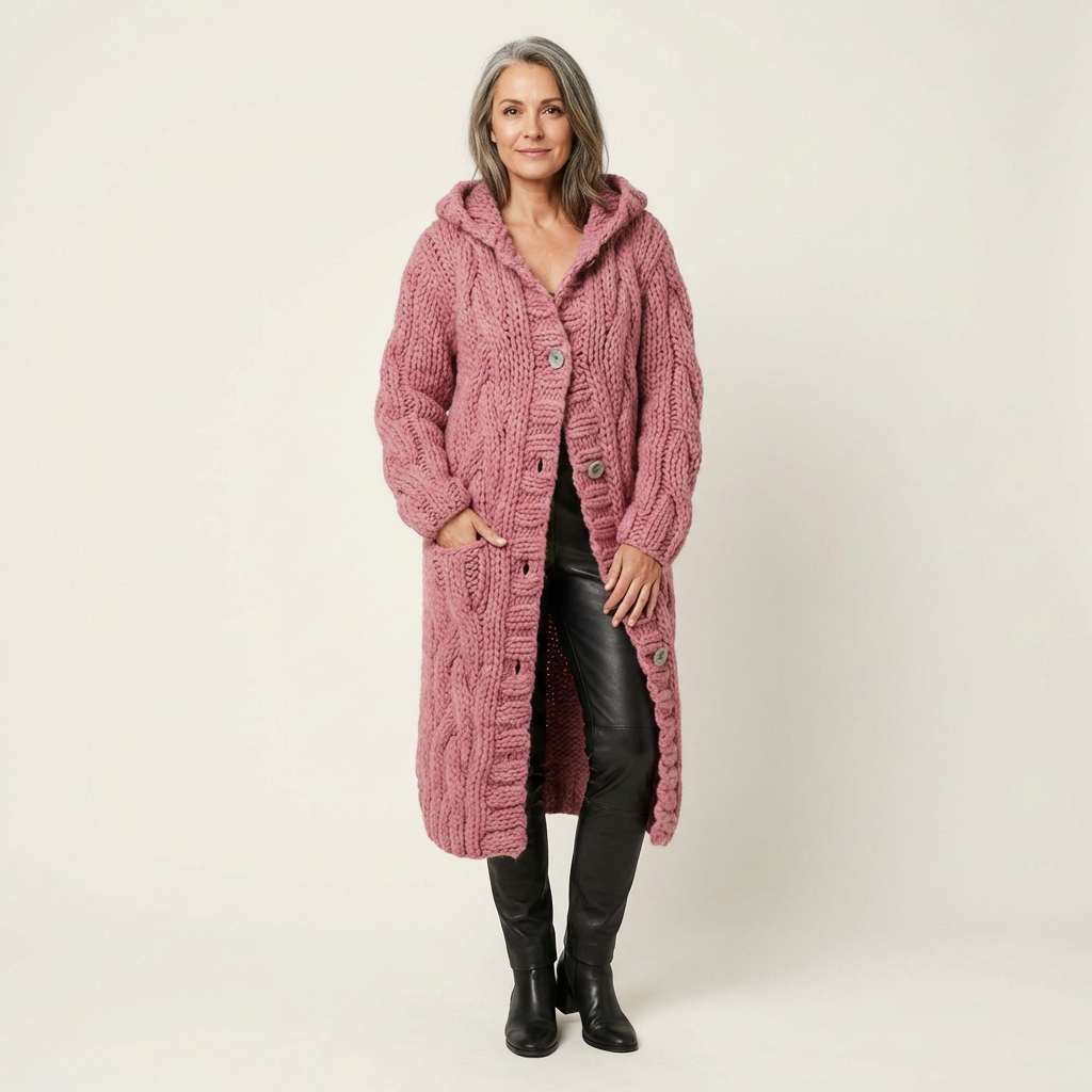 Christie | Oversized Cable Knit Button Cardigan