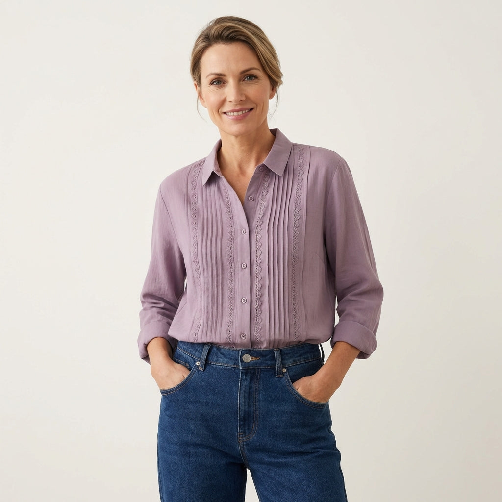 Jourdin | Linen & Cotton Lace Patchwork Shirt