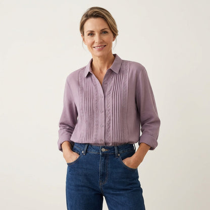 Jourdin | Linen & Cotton Lace Patchwork Shirt
