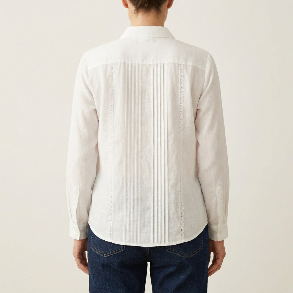 Jourdin | Linen & Cotton Lace Patchwork Shirt