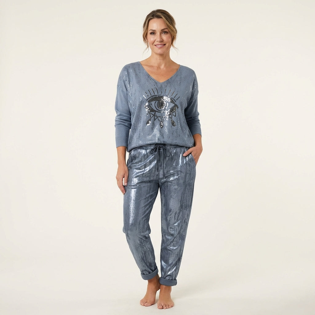 Emma | Sequin V-Neck Two-Piece Set