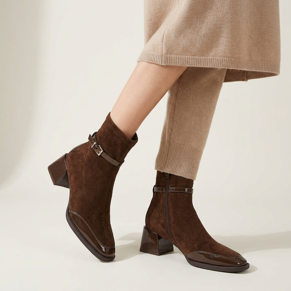 Edina | Suede Buckle Boots