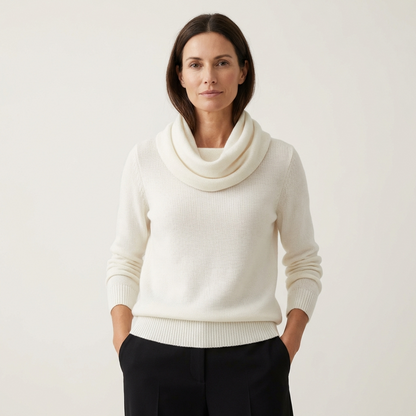 Elena | Draped Cowl Neck Long-Sleeve Top