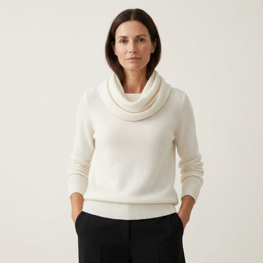 Elena | Draped Cowl Neck Long-Sleeve Top