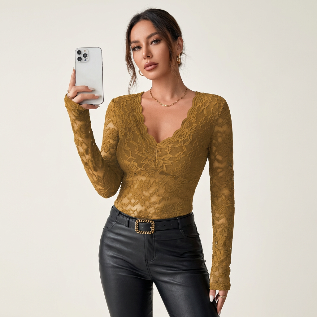Vanessa | Lace V-Neck Blouse