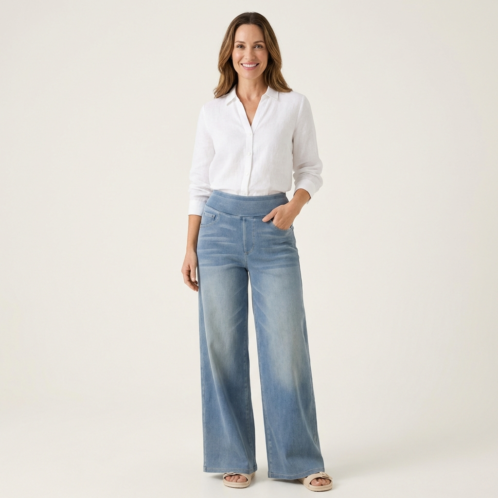 Caroline | High-Waist Stretch Wide-Leg Jeans