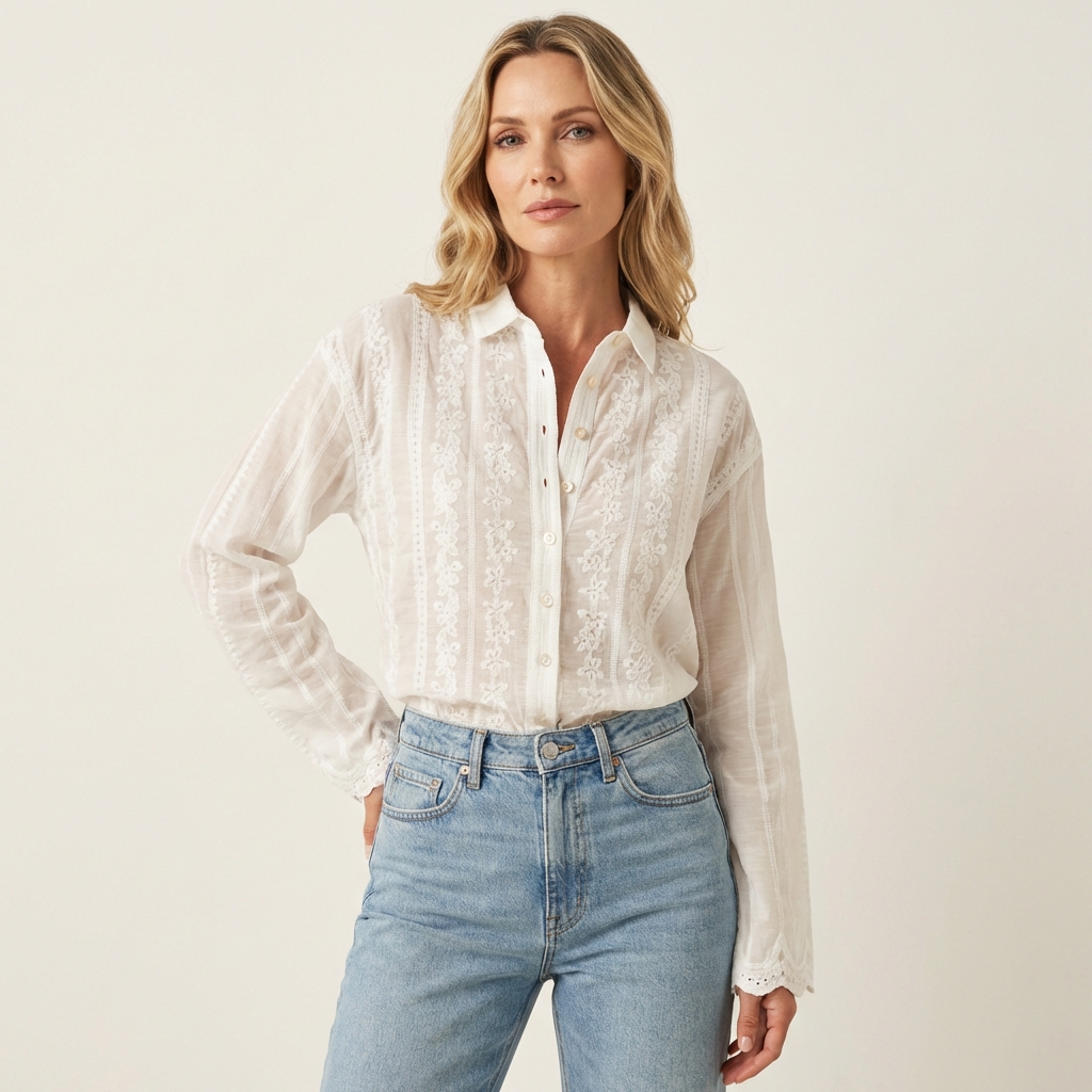 Maddy | Embroidered Hollow Polo Shirt