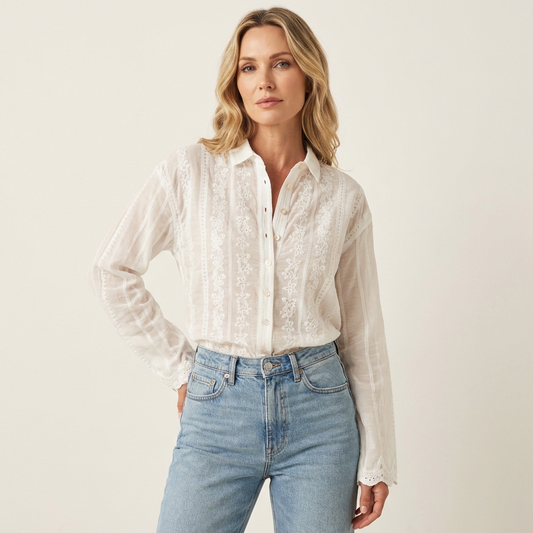 Maddy | Embroidered Hollow Polo Shirt