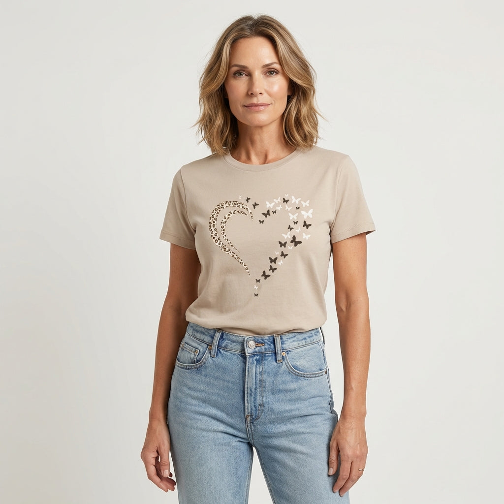 Alexis | Heart Print Casual T-Shirt