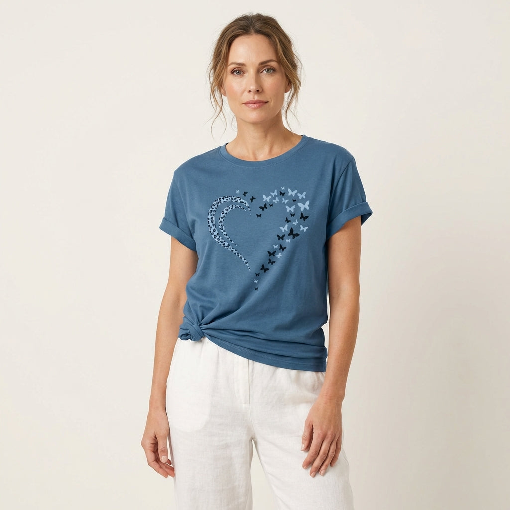 Alexis | Heart Print Casual T-Shirt