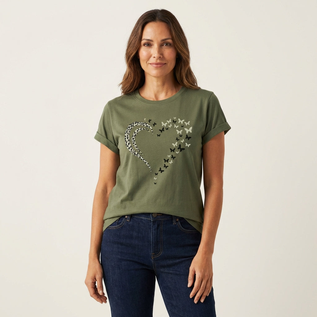 Alexis | Heart Print Casual T-Shirt
