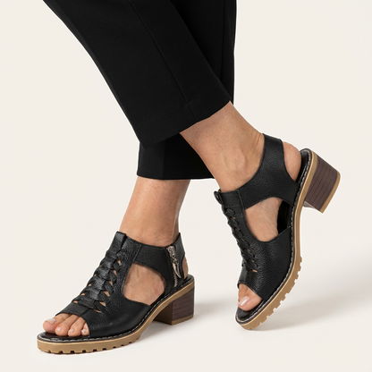 Monica | Orthopedic Block Heel Sandals with Side Zipper