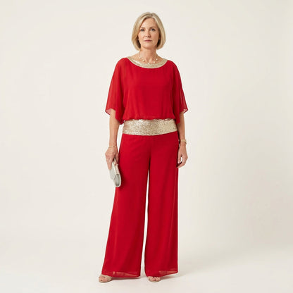Ria | Elegant Two-Piece Sequin Colorblock Set