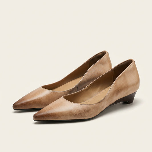 Arla | Genuine Leather Pointed-Toe Flats
