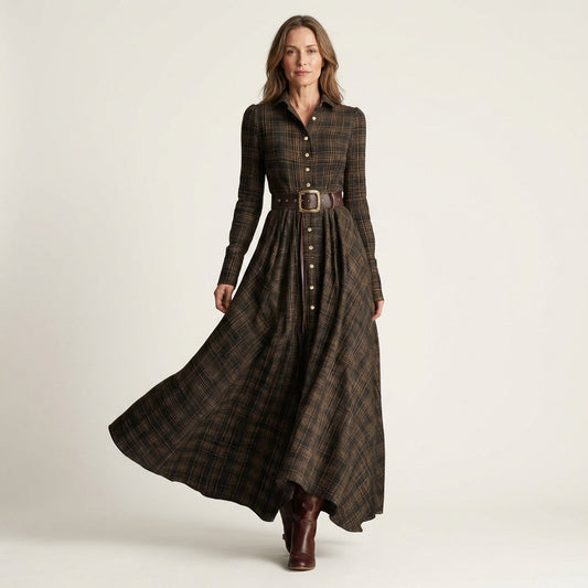 Nayla | Vintage Tartan Maxi Dress
