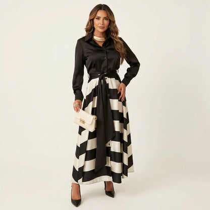 Mayla | Striped Dress with Lace Waist