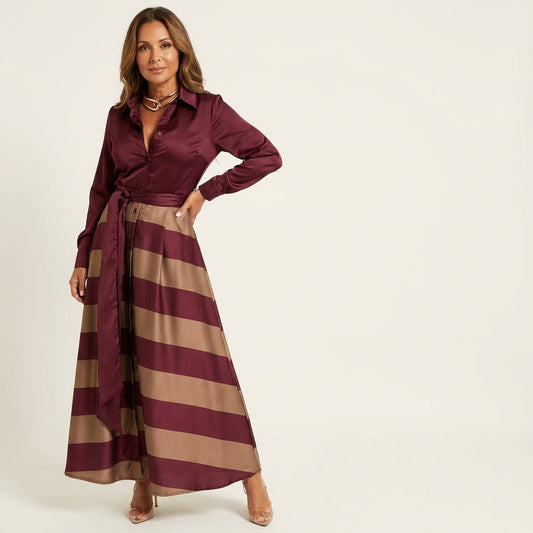 Mayla | Striped Dress with Lace Waist