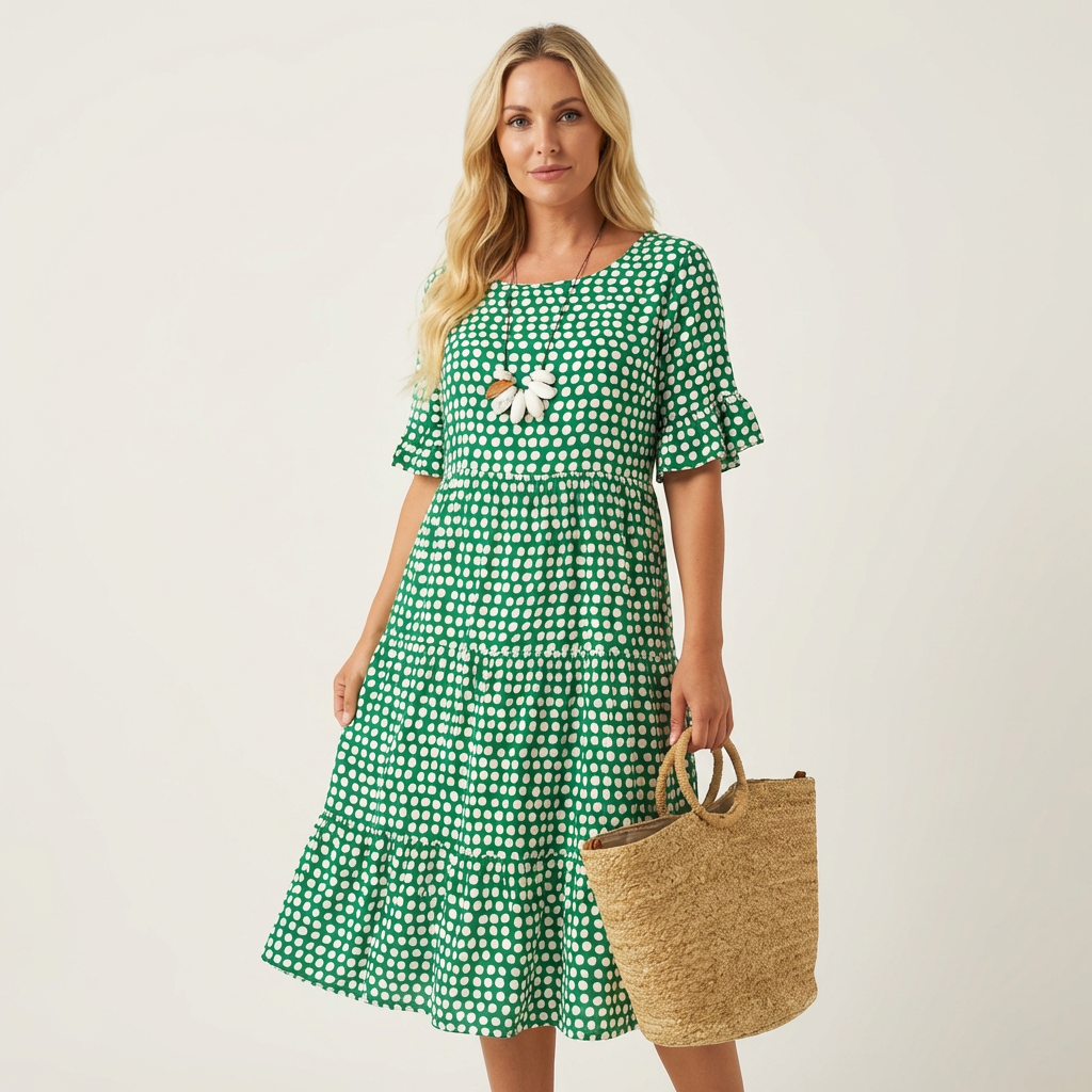 Arelia | Short Sleeve Midi Dress