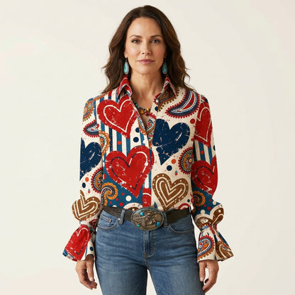 Liviana | Vintage Heart-Print Shirt