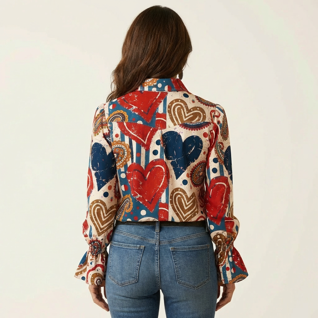 Liviana | Vintage Heart-Print Shirt