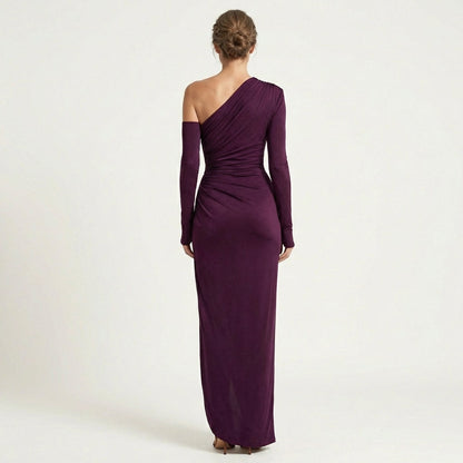 Wrenley | One-Shoulder Draped Maxi Dress
